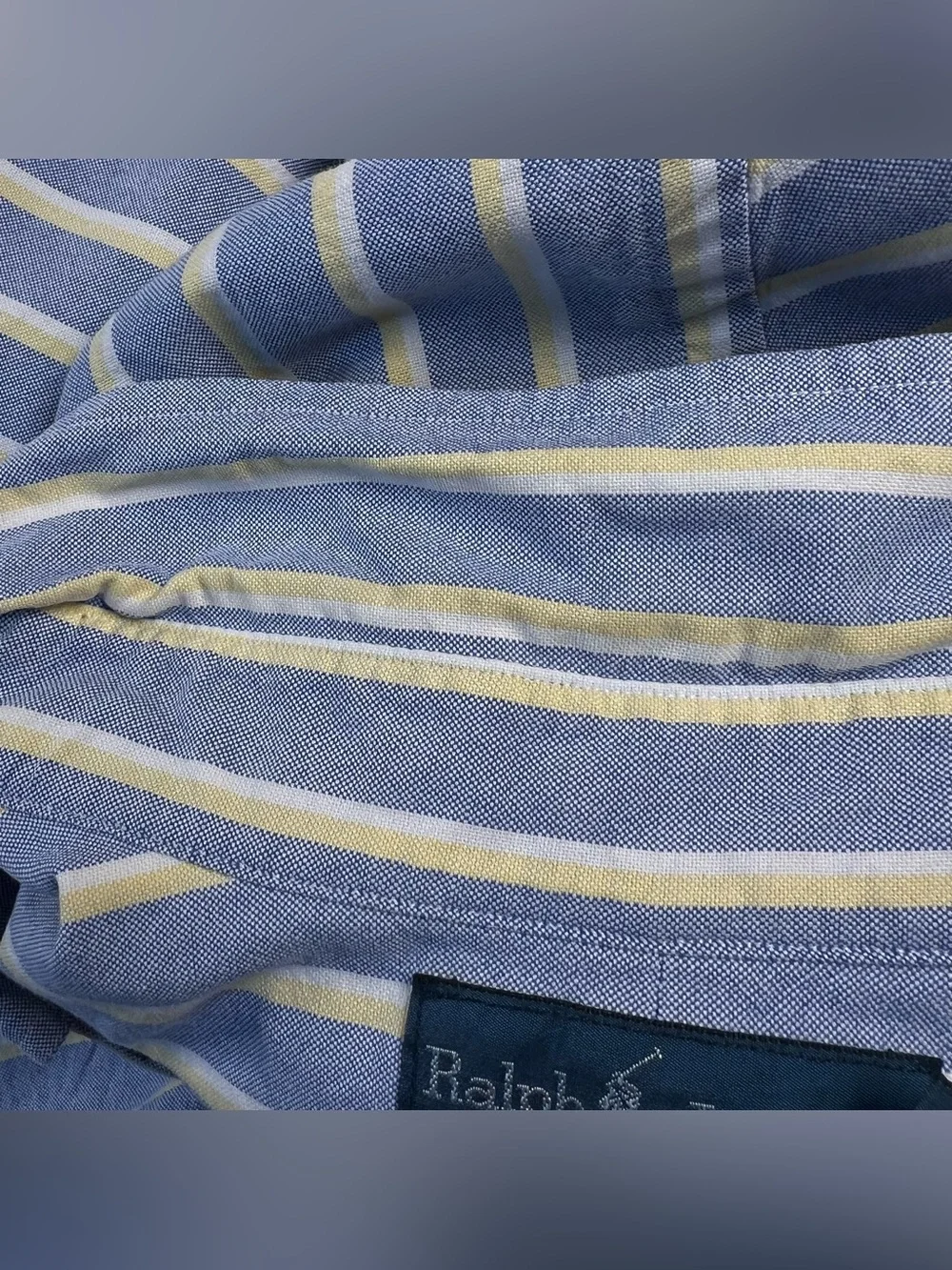 Ralph Lauren Button Down Striped Shirt Blue Yellow Classic Fit Cotton Men's XXL